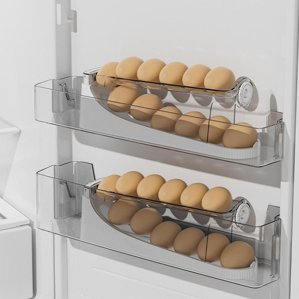 Egg Holder For Fridge Rolling Double-Layer Container Egg Rack For Kitchen Counter Boiled Pantry Table Home