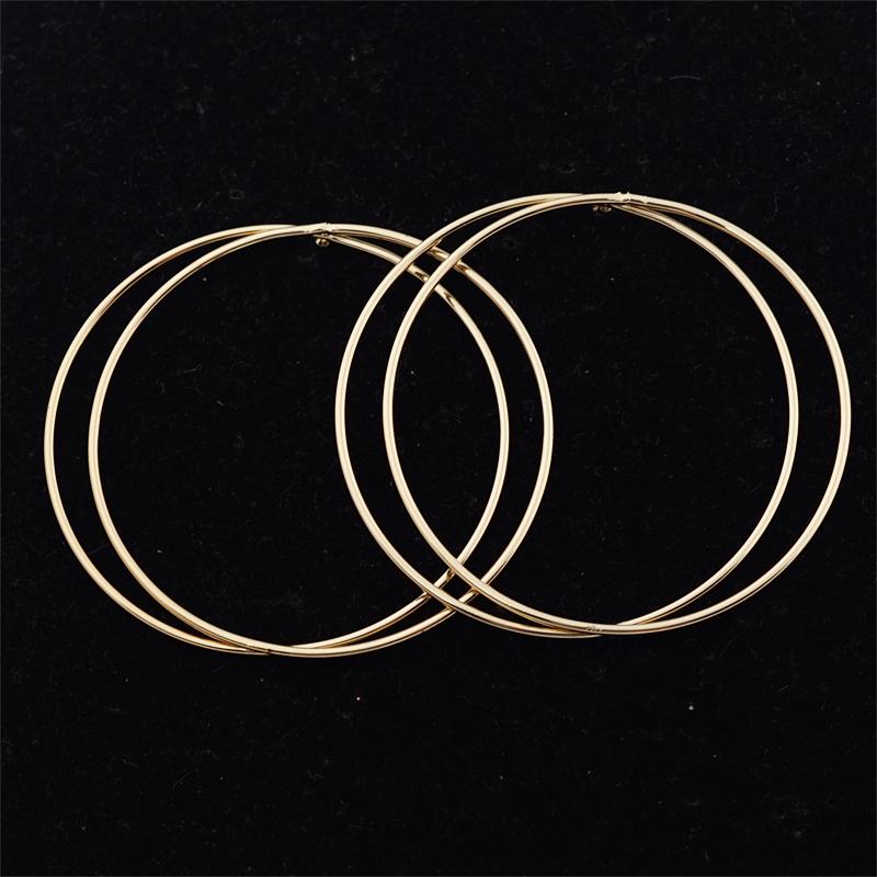 Большие Круглые Серьги-Кольца Двойные Гладкие Женские Преувеличенные Золотые Гипербола Металлические Крупные Серьги Украшение Подарок Aros