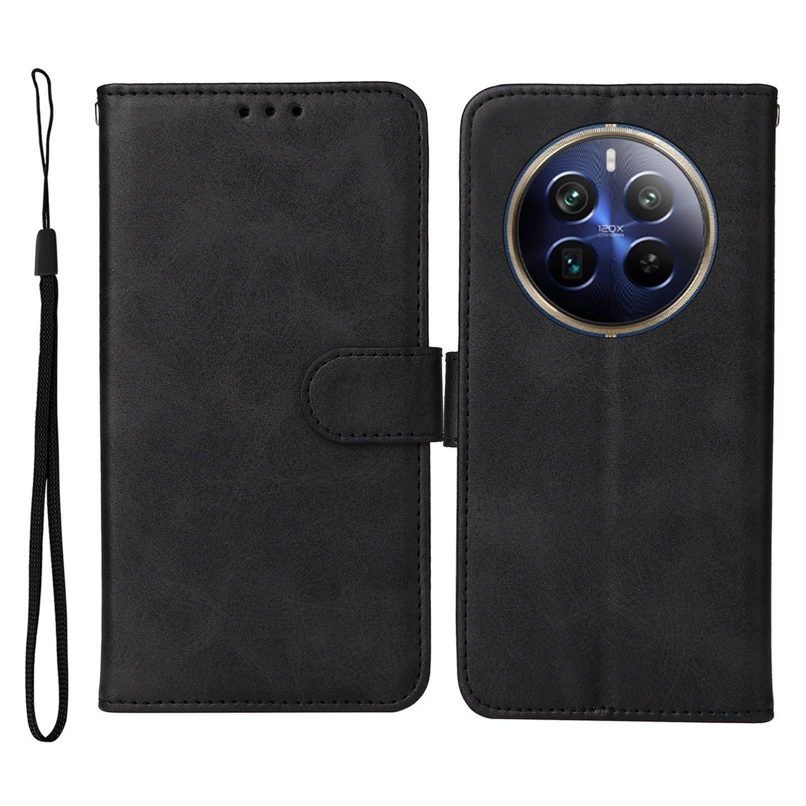 

Для Realme 12 Pro 5G/12 Pro+ 5G Чехол Кожаный Складная Подставка Чехол для Телефона с 3 Отделениями для Карт Black