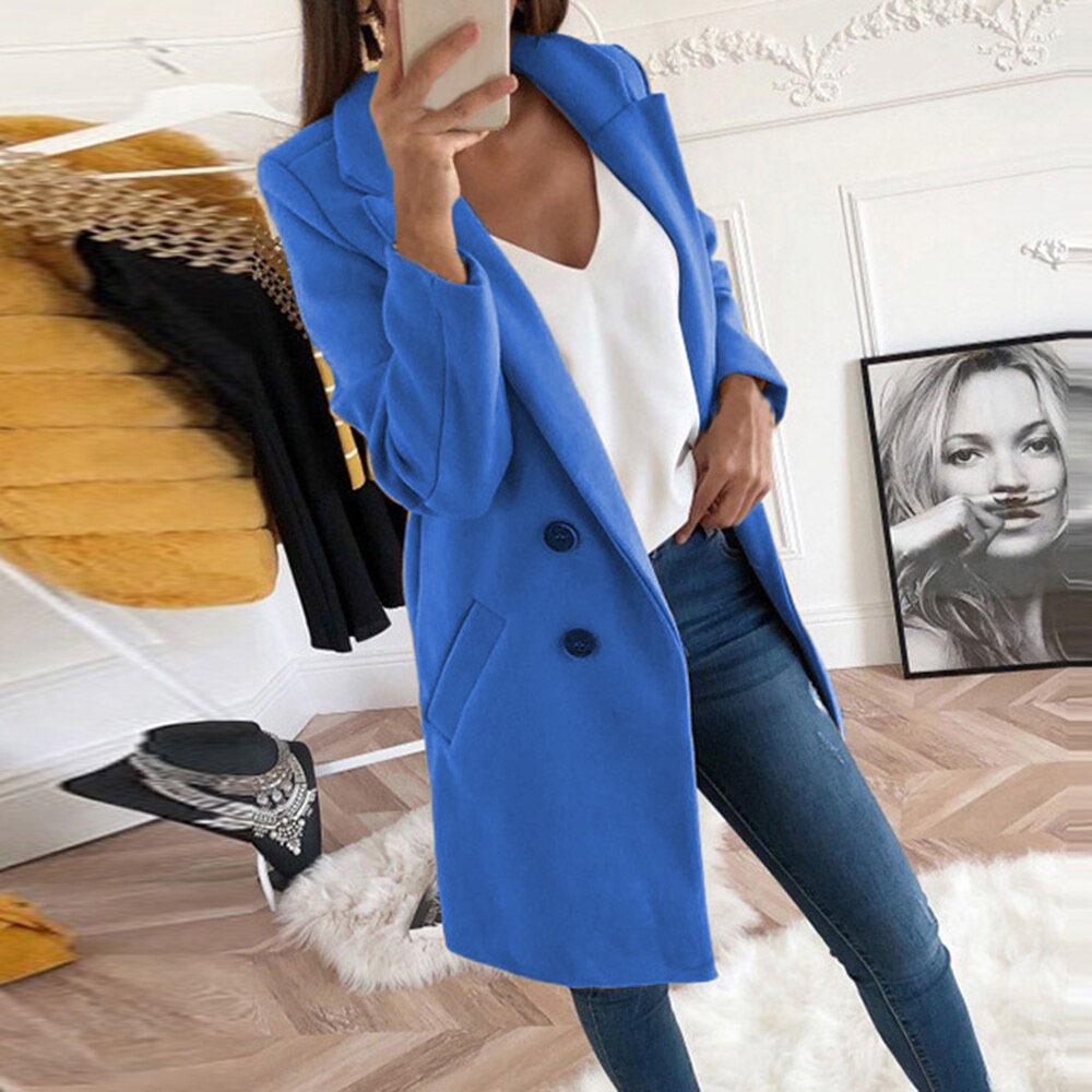 Women's Solid Color Lapel Mid-length Button Imitation Woolen Coat Spring Furry Outerwear Type 2024 Autumn Winter Plus Size New Faux Fur Coat