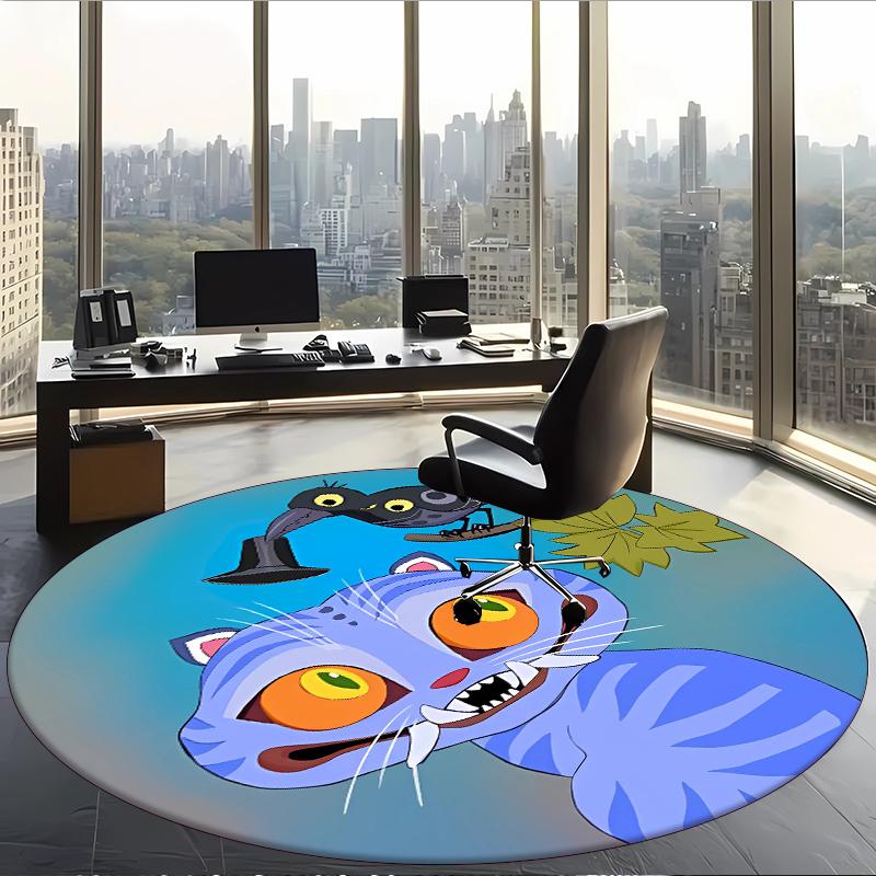 Derpy Tiger (14) Round Office Rug Decorative Floor Rug for Office Bedroom Living Room and Home Space