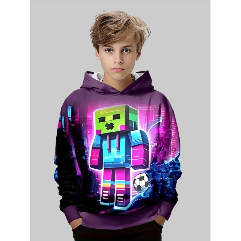 Autumn Football Car Pattern 3D Printed Top Fashionable Casual Long Sleeved Children's Boy Hoodies Javascript: