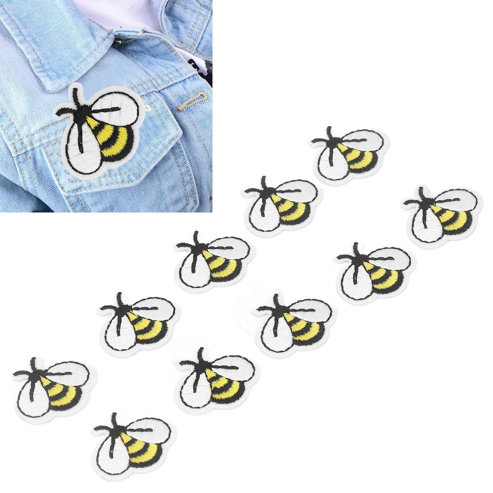 20pcs Embroidered Bee Embroidered Patches Bee Shape Sewing Patches Decoration Iron On Patches Dress