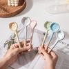 Keramik hitzebeständiger Kaffeelöffel langer Griff Retro japanischer Stil Ton Gewürzrührlöffel Grobkeramik handgefertigt ins kleiner Wind