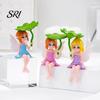 Fairy Garden Decor Miniature Figurines Little Girls Ornaments with Lotus Leaf for Small Decoration Flower Pot Moss Landscapes Home Desk Shelf Car