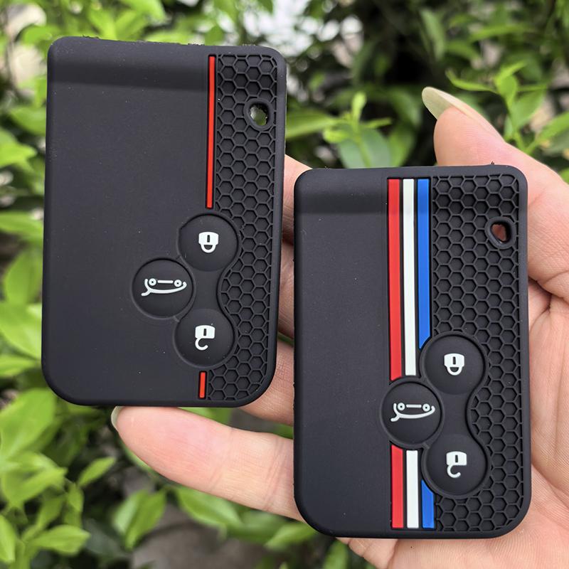 For Renault Kadjar Captur Clio Megane 2 3 4 Rs Koleos Logan Scenic Duster Card Accessories 3 Button Silicone Car Key Case Cover