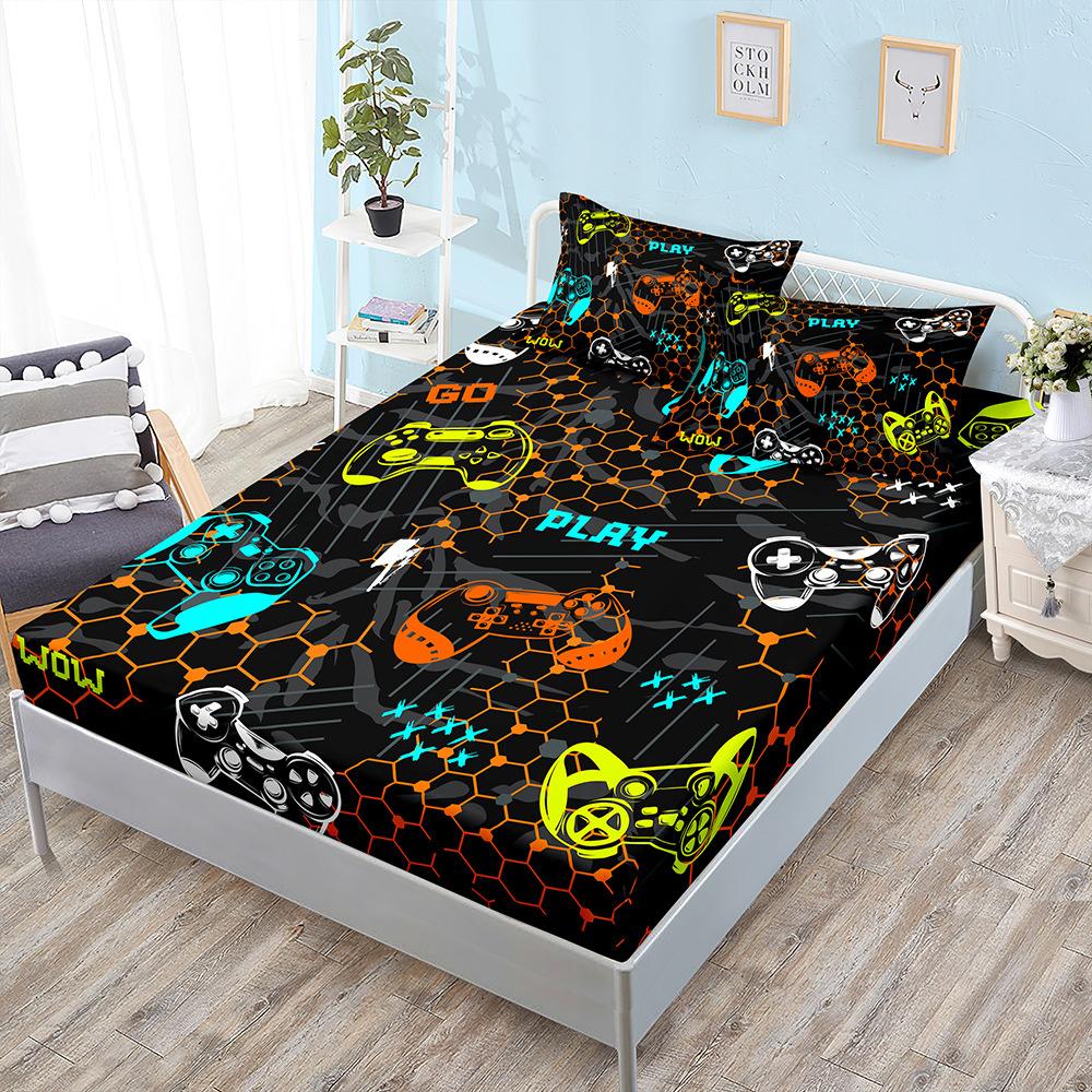 New Gamepad Gaming Sheet Bed Mattress Protector Gamer Bedding Elastic Fitted Sheet Kids Boys Bed Cover Twin Full Queen King Size