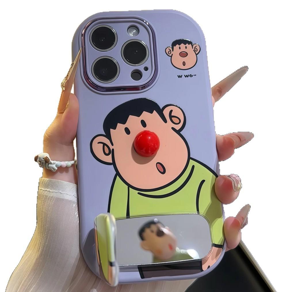 Fat Tiger Red Nose Bracket Suitable for Apple 16/17Promax Mobile Phone Case IP15 Little Fat Girl 14Pro Personality 13