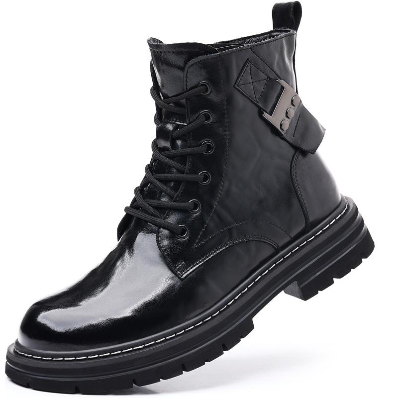 Leather Men's Martin Boots High Top Tooling Boots High Leather Boots Fleece Men's Boots Thermal Casual Boots Men's Boots