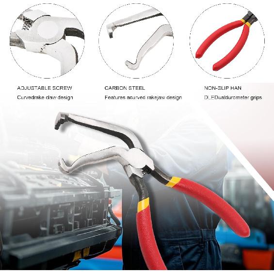 3 PCS Automotive Electrical Connector Disconnector Pliers,Carbon Steel Non-Slip Handle,60 High-Bend Rake Pliers,Wire Stripper Tool,Electrical