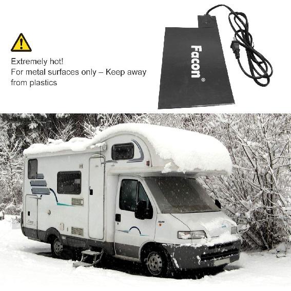 Facon 8-1/2'' X 5-1/2'' Silicone Battery Heater Pad With Thermostatically Controlled, Automotive Electric Silicone Battery Warmer Pad, 120V, 60Watts