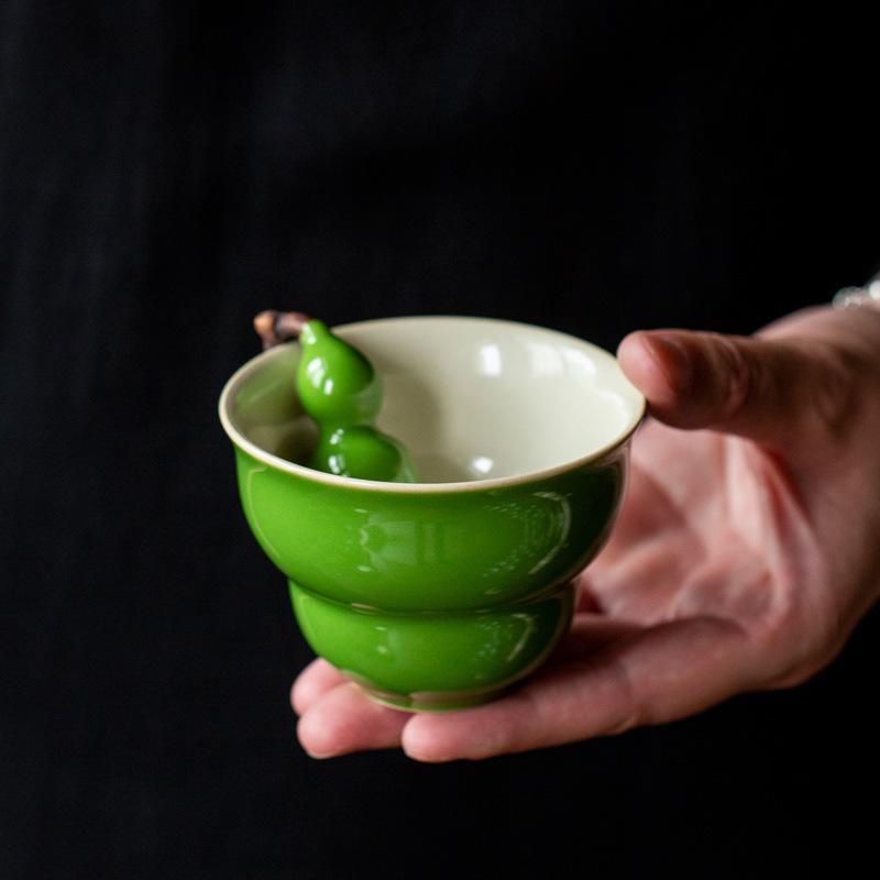 1PC Craft Gourd Teacup, Master Cup, Ceramic Kung Fu Tea Set, Household Personal Cup, Tea Cup, Tea Drinking Small Tea Bowl