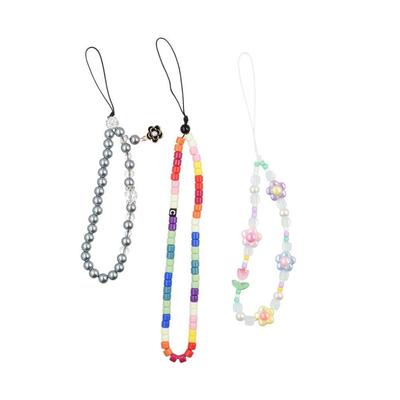 Handmade Pearl Phone Chain Beaded Cellphone Charm Ins Beaded Phone Lanyard  Girls Women