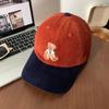 Bear Cozy Corduroy Embroidered Cap For Women In Stylish Colors For Winter Fall