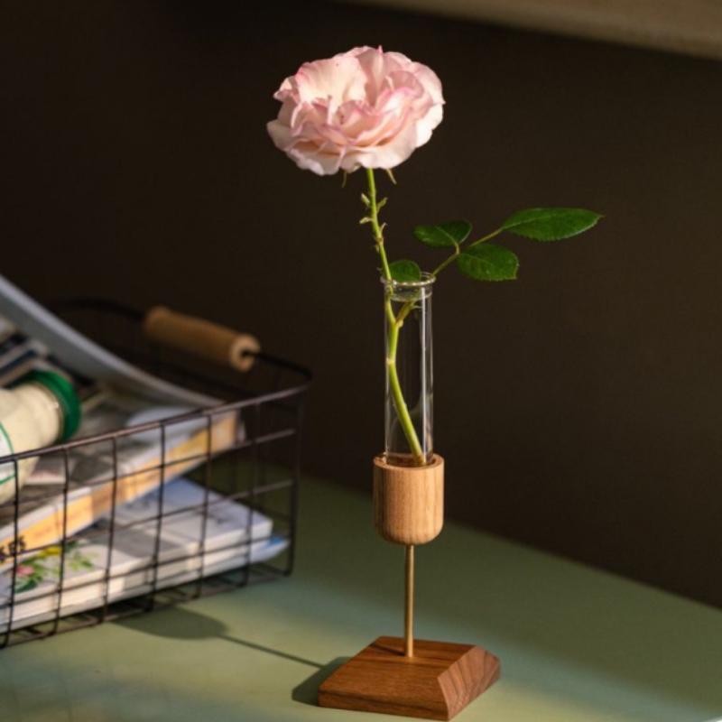 

Test Tube Vase Transparent Glass Hinged Vase Hydroponics Combination Flower Appliance Living Room Office Home Decoration 1PCS