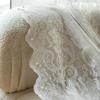 French Beaded Phoenix Tail Yarn Lace Sheer White Curtains with Wavy Edge for Bedroom or Door Partition