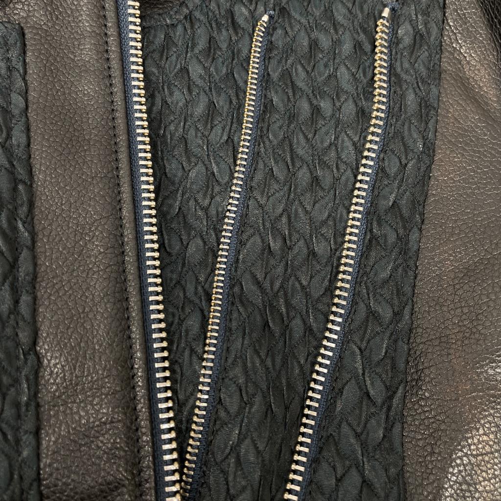 Helmut Lang Black Mixed Material Leather Double Rider's Jacket Jacket P blackUsed