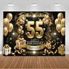Sfondo per 55° Compleanno Forniture Palloncini Nero Oro 55 Anni Sfondo Decorazione Festa Scintillante Oggetti di Scena per Servizio Fotografico