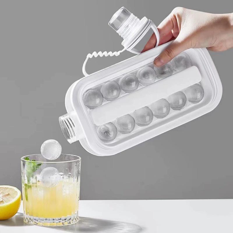 2-In-1 Folding Ice Maker Water Bottle Ice Hockey Grid Mold Reusable Silicone Ice Cube Tray For Whiskey Drinks Kitchen Bar Tool