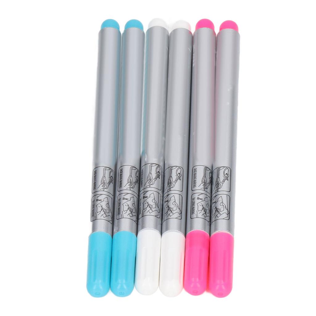 6pcs Embroidery Pen 3 Colors Soft Nib High Temperature Fading Water Soluble Erasable Sewing Measuring Tool