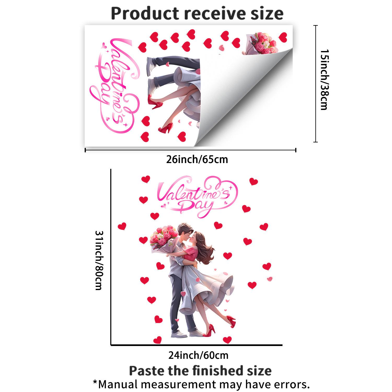 

Cartoon Romantic Hugging Couple with Hearts Wall Sticker Self-Adhesive Removable for Bedroom Living Room Home Decor 38x65cm різнокольоровий