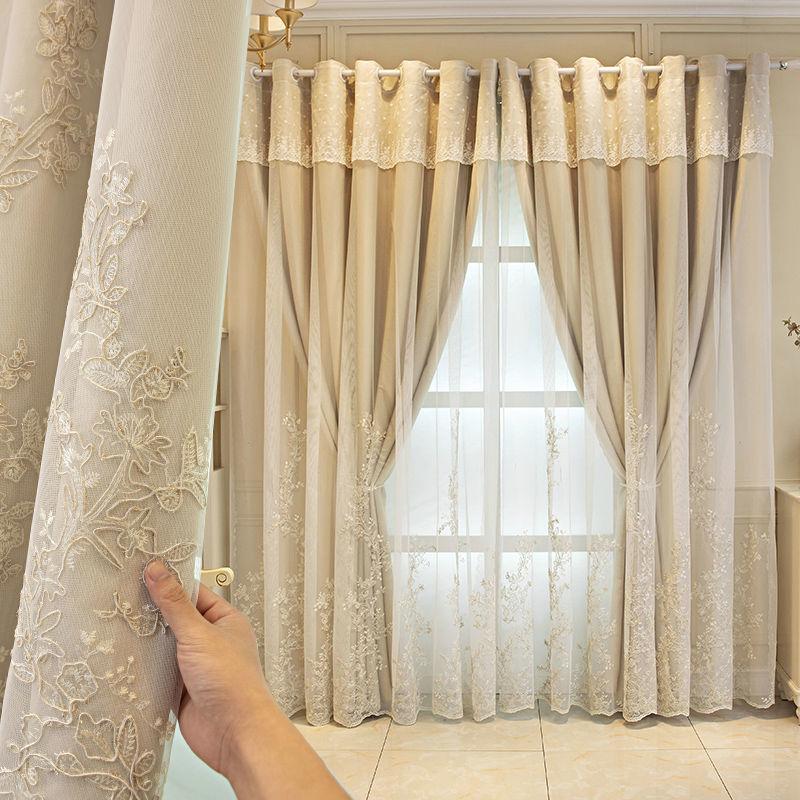 Luxury New European Style Curtains for Living Room Bedroom Double Layer Tulle Gauze Extravagance Embroidered Window Screens
