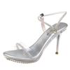 Frühling Kristall Neue Spitz Zehenriemen Stiletto Professionelle Sandalen Super High Heel Mode Hochzeit Damen Singles Schuhe