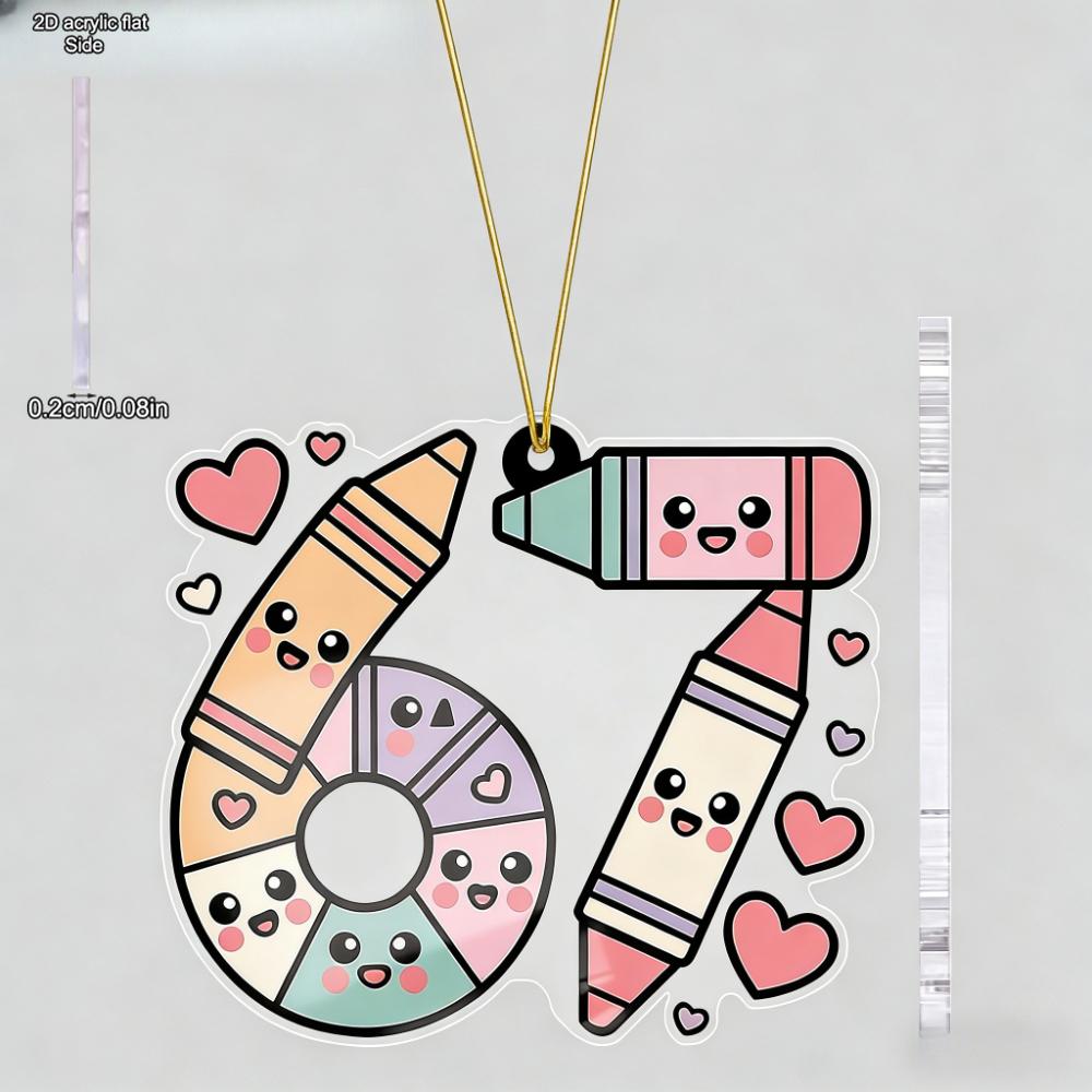 Acrylic Back to School Hanging Ornament with Adorable Pencil Pattern | Unique Six Seven Pendants, Drops & Finials - Ideal Gift for Friends, Classmates