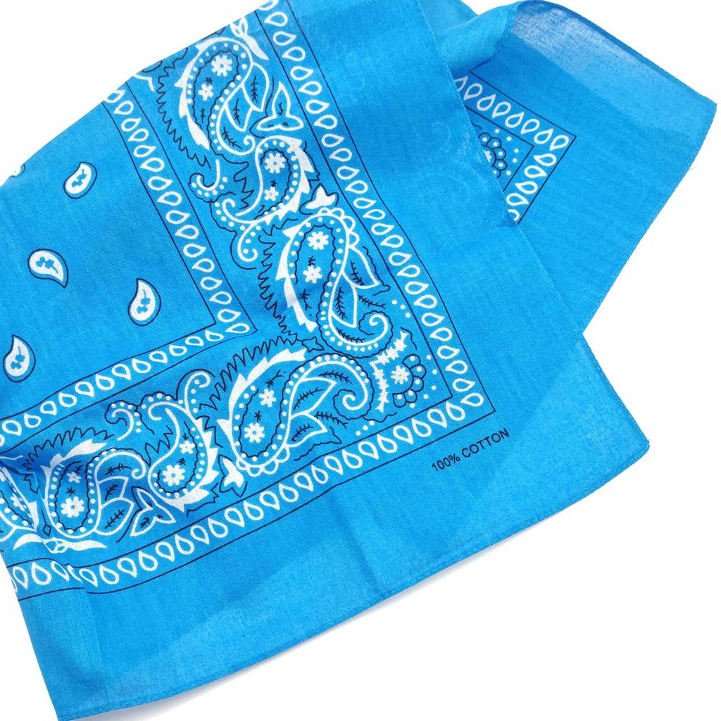 Trifong bandana light blue paisley 100% cotton blue bandana adult stylish cotton handkerchief bandana men's women's unisex 55cm x 55cm blue