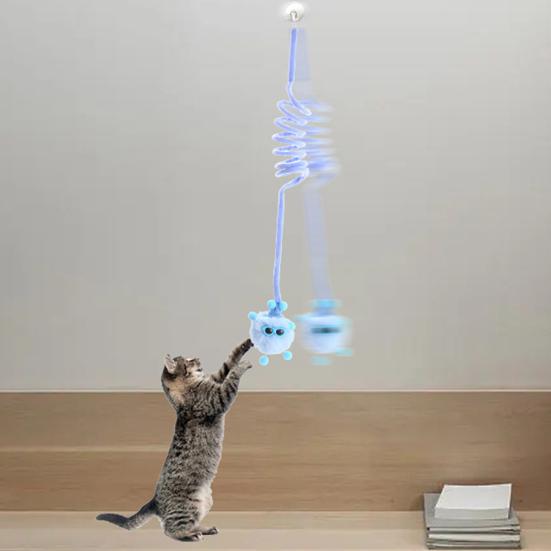 1 Set Cat Teaser Toy Scratch-resistant Rabbit Fur Ball Pet Kitten Cat Swing Rope Toy with Suction Cup Pet Supplies