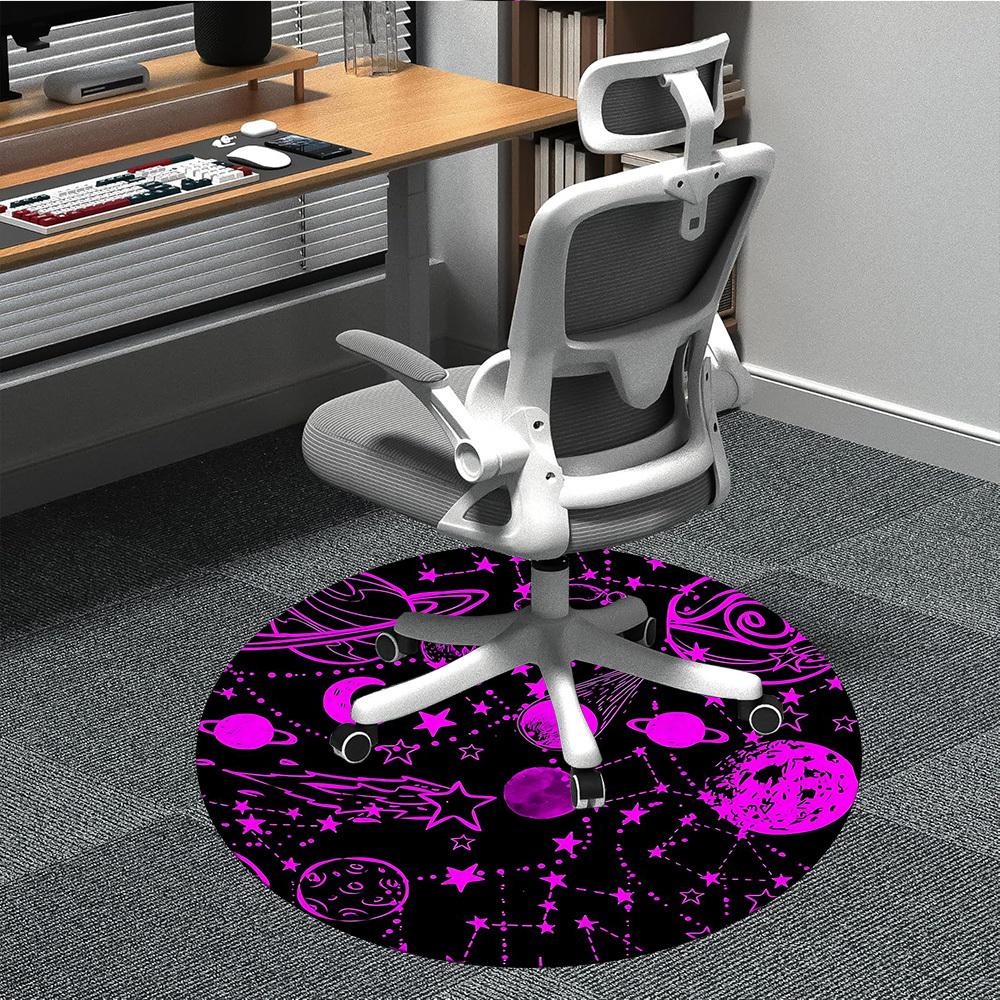 1pc Cosmic Pattern Carpet, Round Non Slip Durable Large Size Office Carpet, Suitable for Office