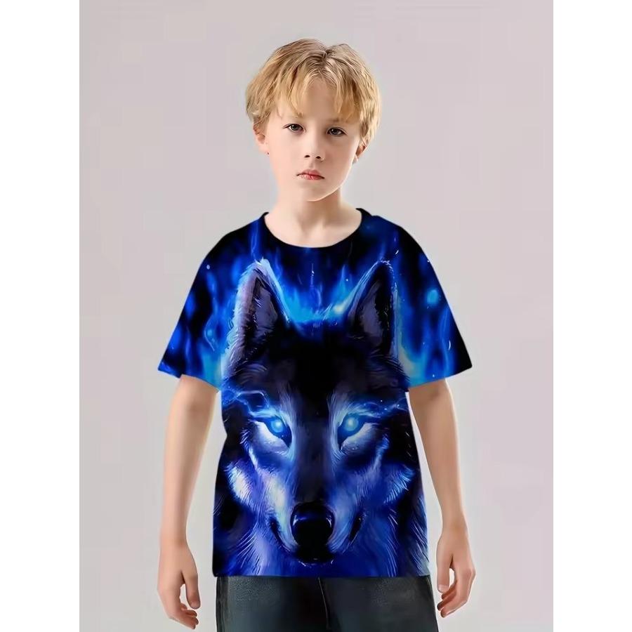 Kids Wolf Cartoon Top Fashion Summer Printed 3D T Shirt Boys Tees Casual Short Sleeve O Neck Girls Tops