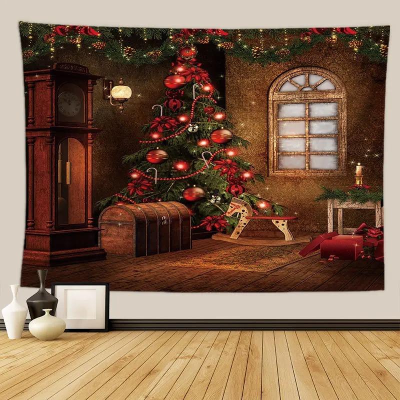 Christmas Tree Fireplace Pattern Tapestry Bedroom Living Room Home Christmas Decoration