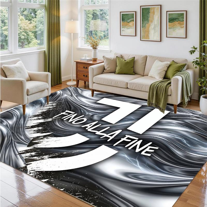 Juventus FC Design Crystal Velvet Rug Soft Decorative Mat for Bedroom Entrance