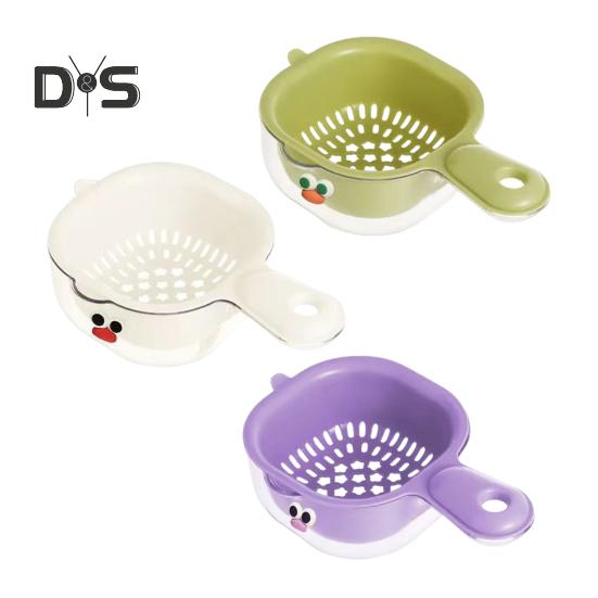 2/3 stk doble lags avløpskurver med håndtak BPA-fri multifunksjonell fruktsil avløpskurver med håndtak