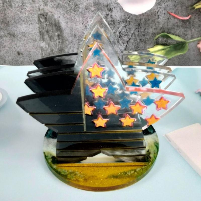 American Flag Five-pointed Star Coaster Combination Silicone Mold Office Tea Water Coaster Mirror Crystal Epoxy Mold