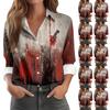 Women's Long Sleeve Button Halloween Printed Casual Shirt Top