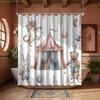 1pc Bathroom Shower Curtain, Birthday Party, Clown Celebration Shower Curtain, Includes 12 Hooks, 180*180cm Bathroom Curtain H