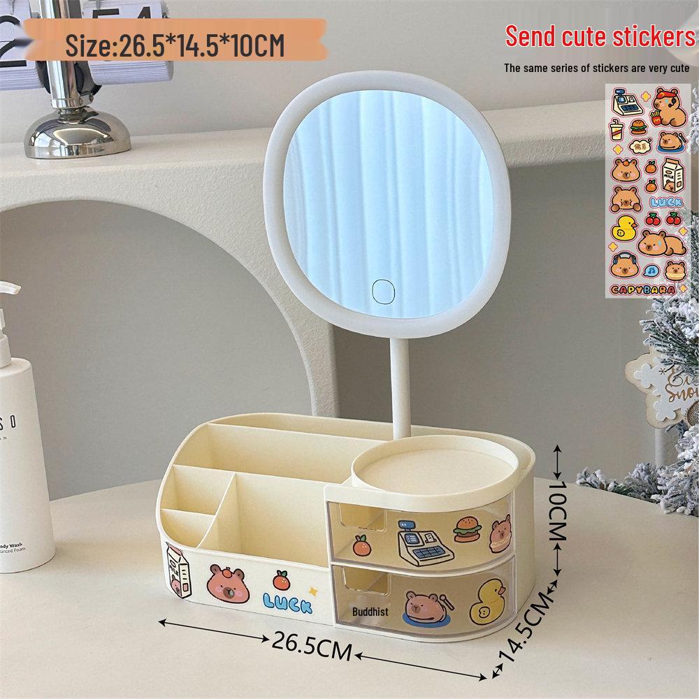 Multifunctional Makeup Organizer with Mirror and Skincare Storage