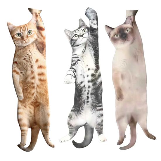 Men Tie Realistic 3D Cat Pattern Smooth Feel Neck Tie Funny Kitten Design Tie Weddings Parties Office Wear