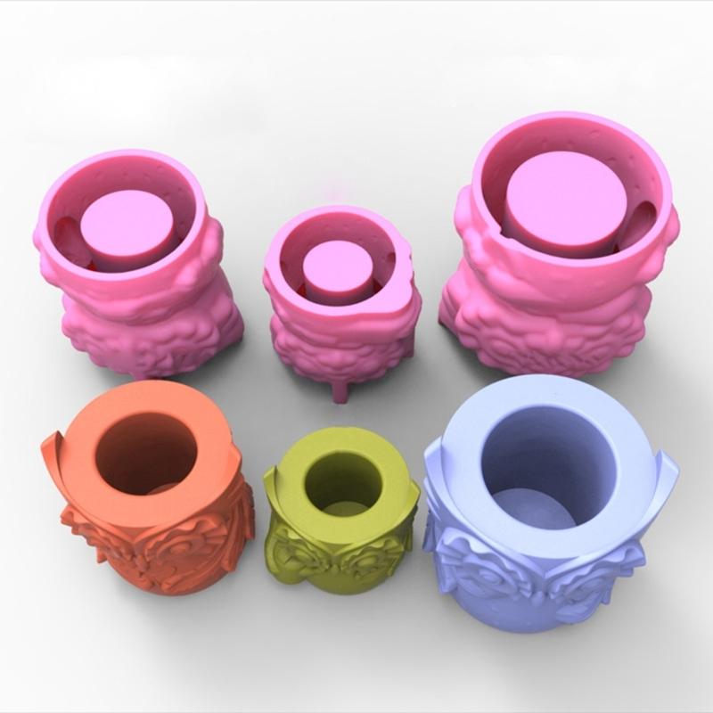 Owl Mom Dad Gypsum Flower Pot Silicone Mold Epoxy Resin Casting Mold Succulent Vase Cement Clay Mold Pen Holder Mold