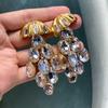 Orecchini Lunghi con Frange Completamente di Diamanti Stile Retrò Francese Wran Orecchini Pendenti di Alta Gamma alla Moda per Donna