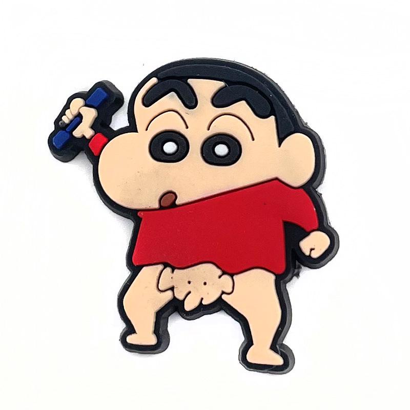 Crayon Shin-chan Funny Hole Shoe Buckles: Soft Rubber Shoe Accessories with Floral Design