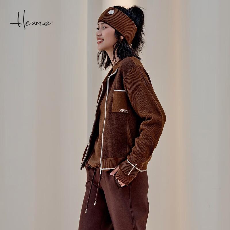 Haiermansi Women's Turn-down Collar Full-Zip Wool Cardigan