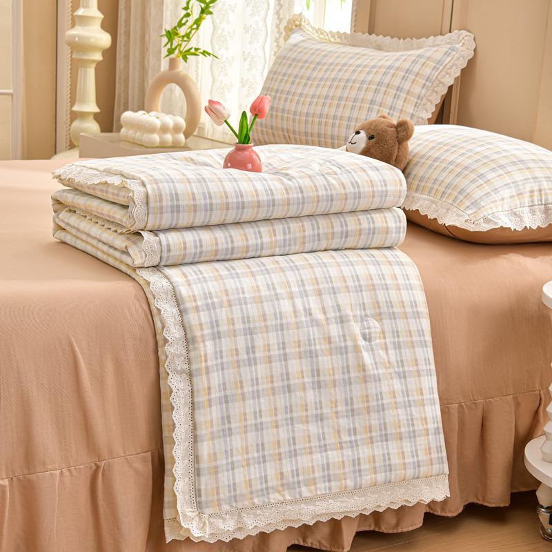 2026 Pure Cotton Double Gauze Lace Bed Skirt Summer Quilt: Cool Air Conditioning Four-Piece Set