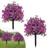 2pc Artificial Ball-Shaped Multicolor Flower Bush with Ground Stake for Garden Patio Flower Bed Yard Outdoor Party Decor