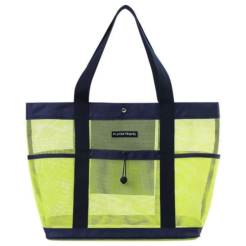 Large Capacity Makeup Storage Bag Women Multifunctional Mesh Shoulder Bag Travel Portable Breathable Mesh Bag Tote Beach Bags