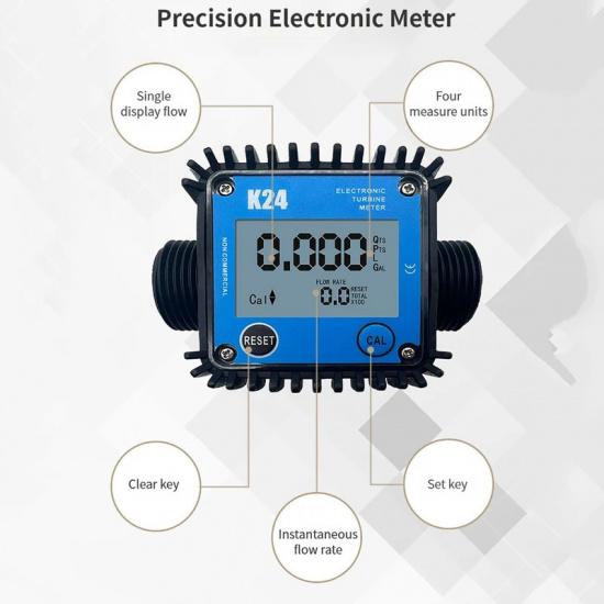 1inch K24 Electronic Turbine Flow Meter DN25 Plastic External Thread High Precision Flowmeter for Water Fuel Urea Diesel