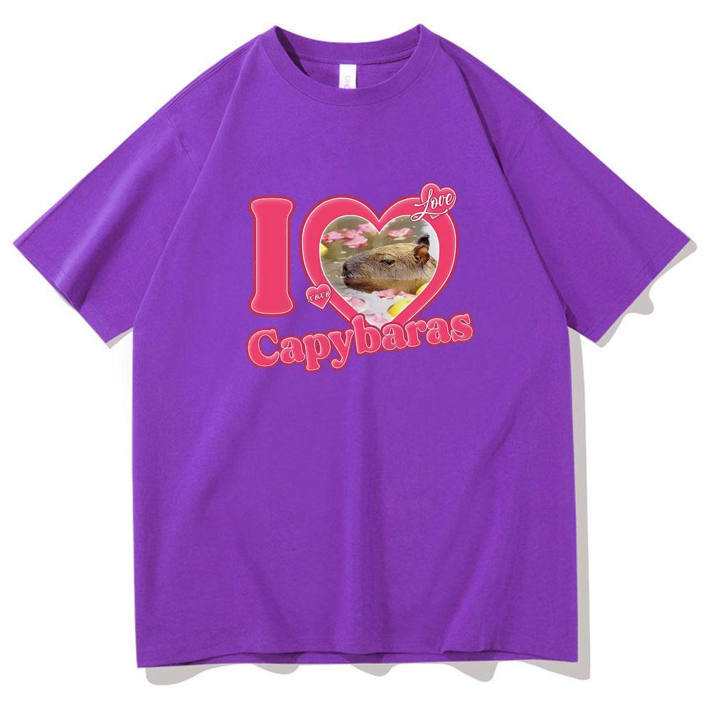 I Love Capybaras Print Men Women Fashion Casual Loose Tshirts Crew Neck Hip Hop Man Funny Tshirt Male Tee Shirt Male Streetwear