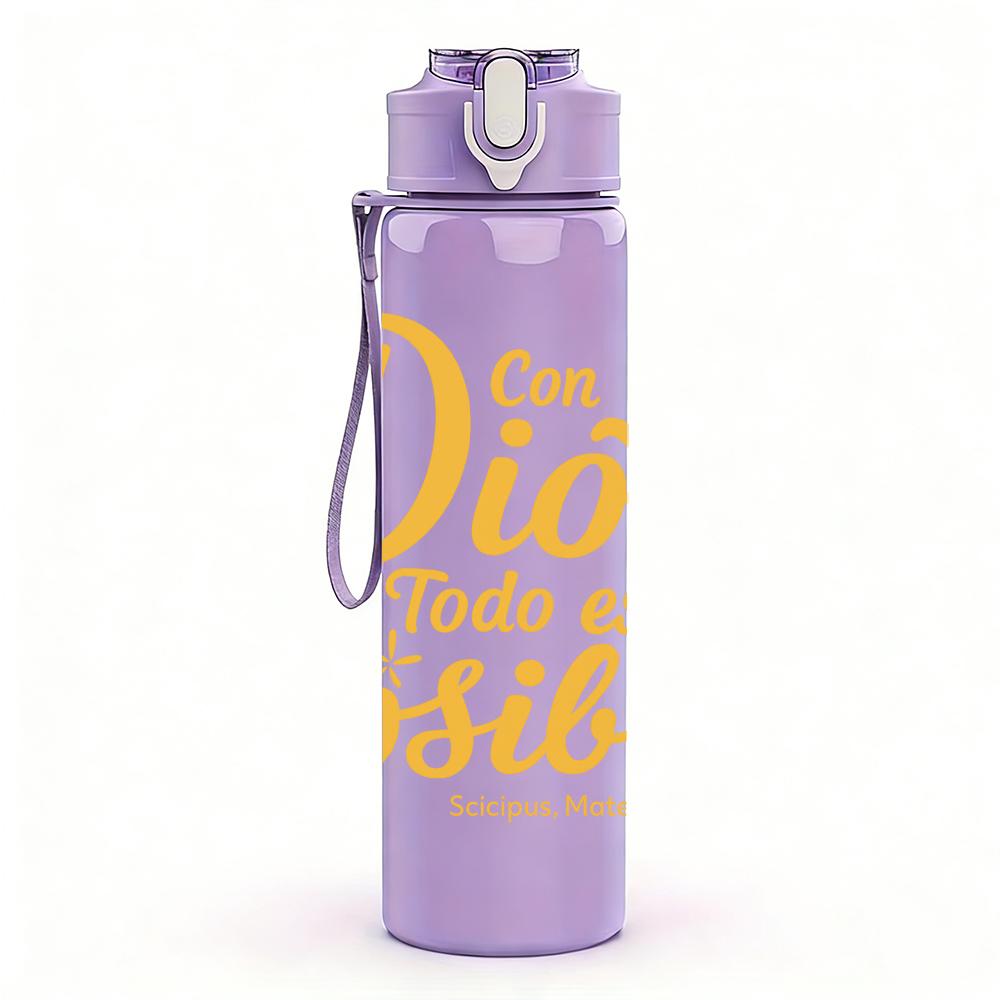1PC Dios Todo Es Posible Quote 750ml Color Plastic Sports Water Bottle Leakproof Flip Straw Lid For Sports Office Home Use
